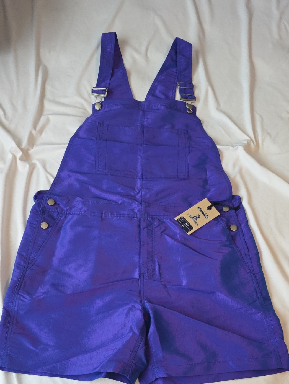 Chubbies Bright Purple Short Overalls / Dungaree Romper NWT large